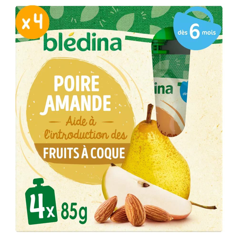 BLEDINA COMPOTE POIRE/AMANDE X4