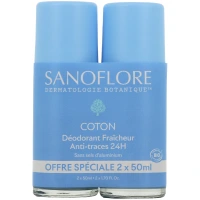 Sanoflore Deodorant Bille 24h Coton Bio 50ml X2
