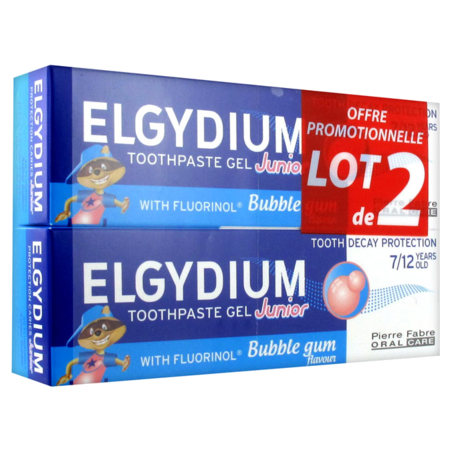 Elgydium Junior Gel Dentifrice 7/12ans Bubble 50ml X2