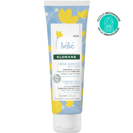 Klorane Bébé Crème Nutritive Bébé au Cold Cream, 125 ml