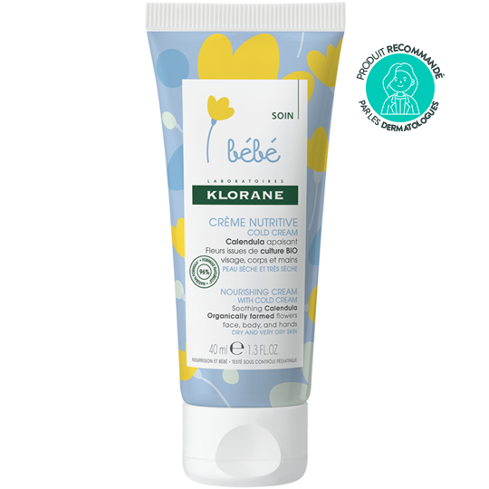 Klorane Bébé Crème Nutritive Bébé au Cold Cream, 40 ml