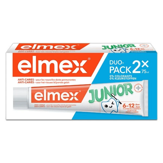 Elmex Dentifrice Junior 6/12ans - 2 tubes de 75 ml