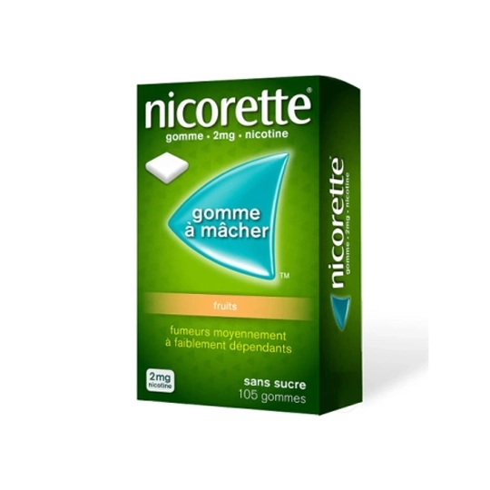 NICORETTE 2MG GOMME FRUITS SS 105