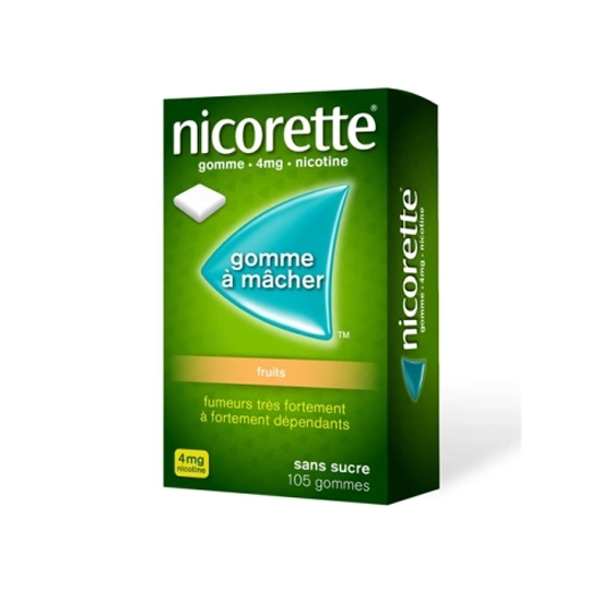 NICORETTE 4MG GOMME FRUITS SS 105