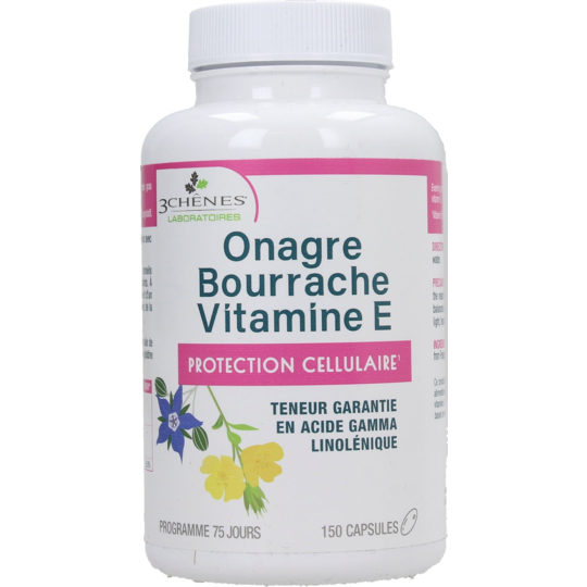 3 CHENES Onagre Bourrache Vit E Caps B/150