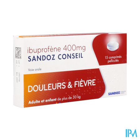 Ibuprofene Sandoz Conseil 400mg Comprime 15