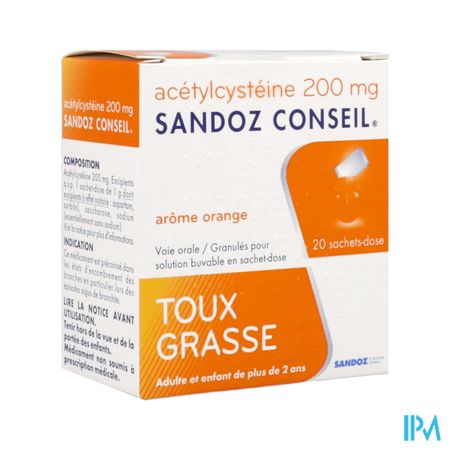 Acetylcysteine Sandoz Conseil 200mg Poudre Sachet 20