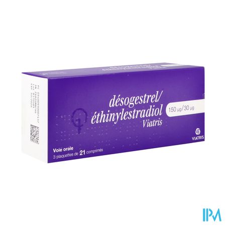 Desogestrel Ethinylestradiol Mylan 150mcg/30mcg Comprime 21 X3
