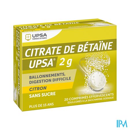 Citrate Betaine Upsa 2g Citron Sans Sucre Comprime Effervescent 20