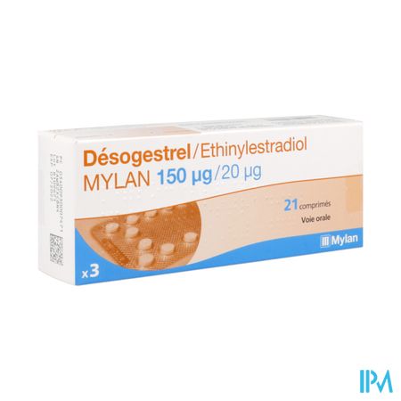 Desogestrel Ethinylestradiol Mylan 150mcg/20mcg Comprime 21 X3