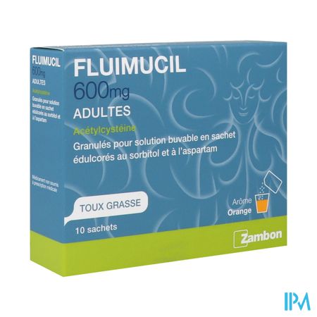 Fluimucil 600mg Adultes Granules Pour Solution Buvable En Sachet Edulcores 3g 10