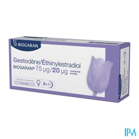 Gestodene Ethinylestradiol Biogaran 75mcg/20mcg Comprime 21 X3