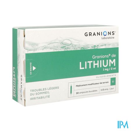 Granions Lithium 1mg/2ml Solution Buvable Ampoule 30