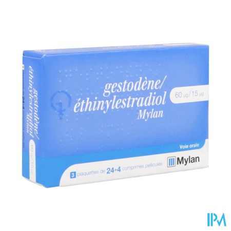 Gestodene Ethinylestradiol Mylan 60mcg/15mcg Comprime 28 X3