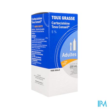 Carbocisteine Teva Conseil 5% Adulte Sans Sucre 200ml
