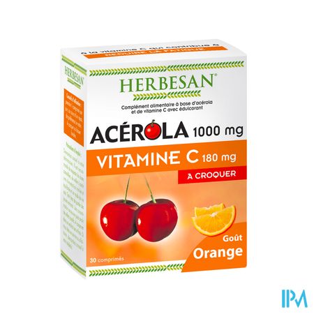 Herbesan Acerola 1000 Gout Orange Comprime A Croquer 30