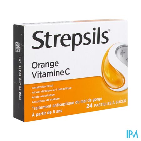 STREPSILS ORANGE VIT C PAST 24