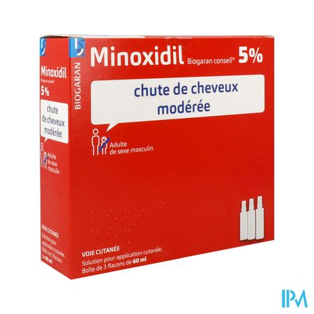 Minoxidil Biogaran Conseil 5% Solution Pour Application Cutanee 60ml X3