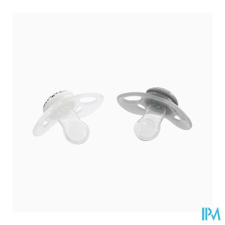 Twistshake Sucette Orthodontique +6m Gris Pastel/blanche X2