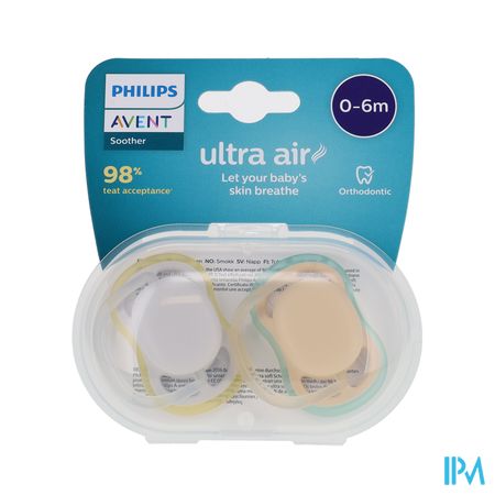 Avent Sucette Ultra Air Mixte Silicone Neutre 0/6m X2
