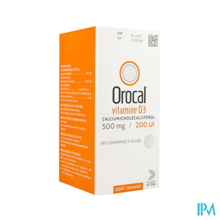 OROCAL D3 500MG/200UI CPR 180