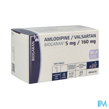 Amlodipine Valsartan Biogaran 5mg/160mg Comprime 90 — Pharmacie Européenne 24/24 by Nexum