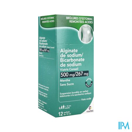 Alginate De Sodium Bicarbonate De Sodium Viatris Sans Sucre Suspension Buvable 10ml Sachet 12
