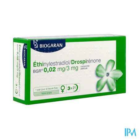 Ethinylestradiol Drospirenone Bgr 0mg02/3mg Comprime Pellicule 21 X3