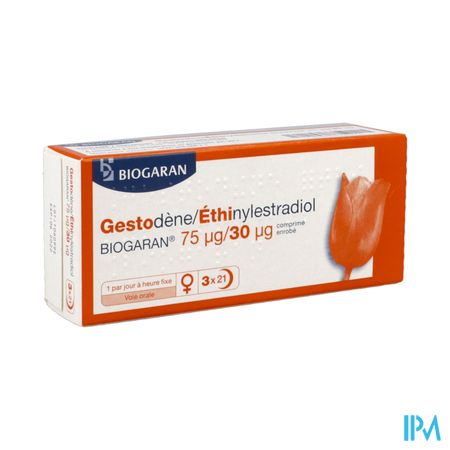 Gestodene Ethinylestradiol Biogaran 75mcg/30mcg Comprime 21 X3