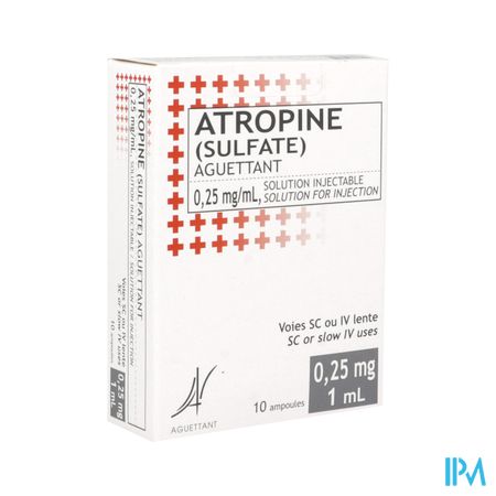 Aguettant Atropine Sulfate 0mg25/ml Solution Injectable 1ml 10