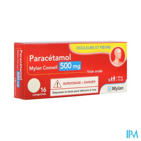 Paracetamol Mylan Conseil 500mg Comprime 16