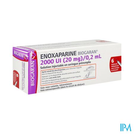 Enoxaparine Biogaran 2000ui/0ml2 Solution Injectable 0ml2 En Seringue Preremplie 6 — Pharmacie Européenne 24/24 by Nexum