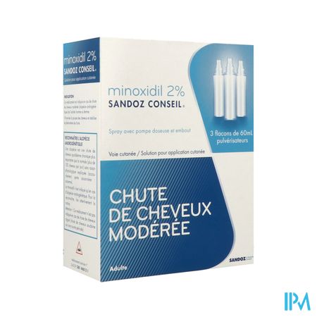 Minoxidil Sandoz Conseil 2% Solution Pour Application Cut 60ml X3