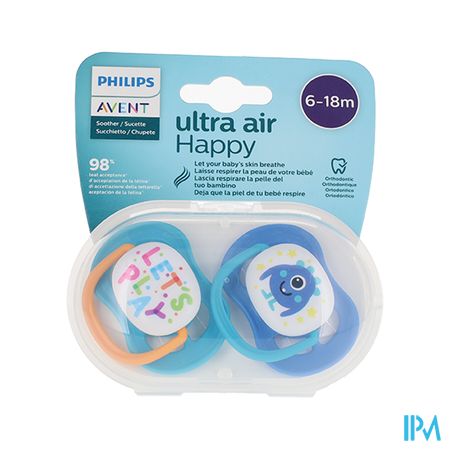Avent Sucette Ultra Air Mixte Love Papa 6/18mois Scf080/10 X2