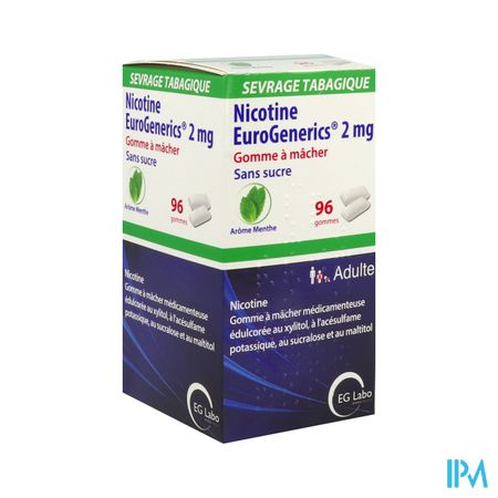 NICOTINE 2MG EURO GOM MENTHE S/S96