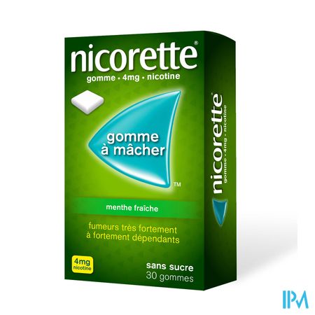 NICORETTE 4MG GOM MED SS SUC MEN FR PLQ/30GOM