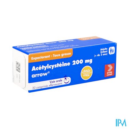 Acetylcysteine Arrow 200mg Comprime Effervescent 20