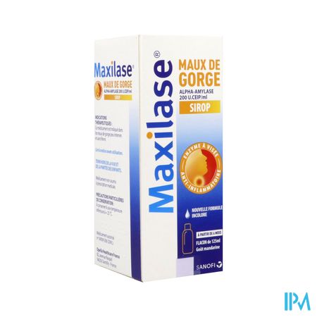 Maxilase Maux Gorge Alpha Amylase 200u Ceip/ml Sirop 125ml