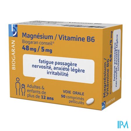Magnesium Vitamine B6 Biogaran Conseil 48mg/5mg Comprime 50