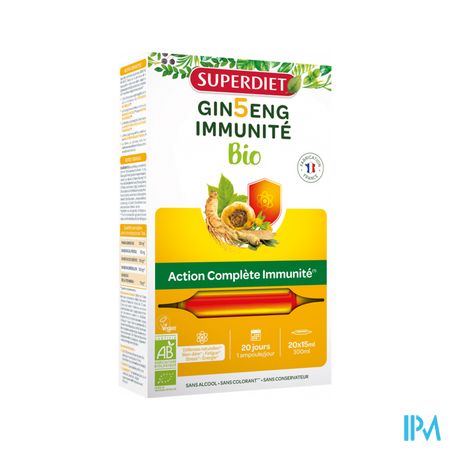 Superdiet Ginseng Immunite Bio Ampoules Buvable 15ml 20