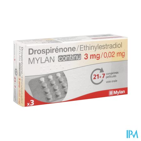 Drospirenone Ethinylestradiol Mylan Continu 0mg02/3mg Comprime 28 X3