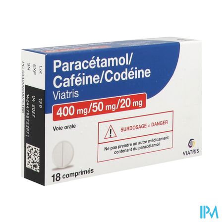 Paracetamol Cafeine Codeine Mylan 400mg/50mg/20mg Comprime 18