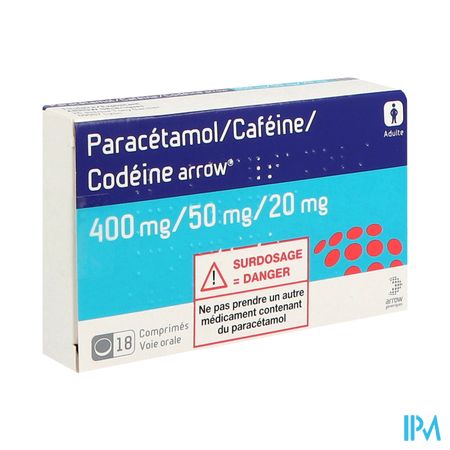 Paracetamol Cafeine Codeine Arrow 400mg/50mg/20mg Comprime 18
