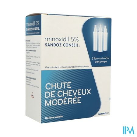 Minoxidil Sandoz Conseil 5% Solution Pour Application Cut 60ml X3