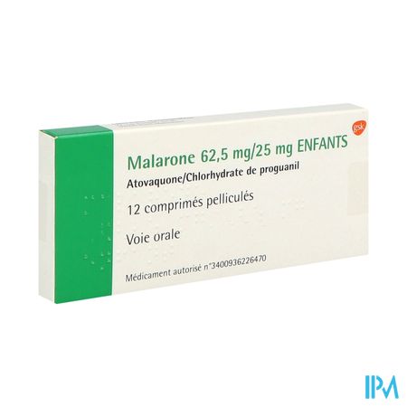 Malarone 62mg5/25mg Enfant Comprime 12